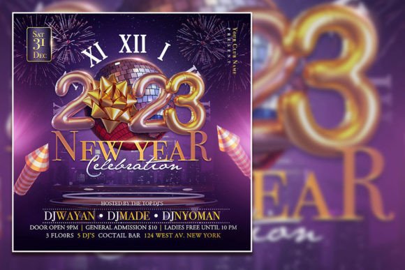 2023 New Year Celebration Instagram Post & Editable Flyer
