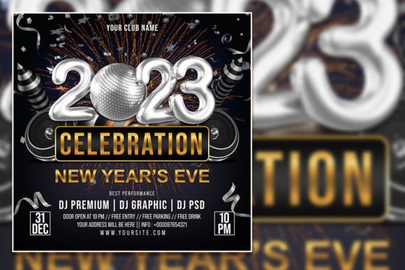 2023 New Year Celebration Social Media Flyer Template