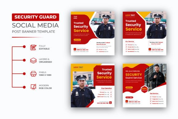 Clean Security Guard Social Media Post Design