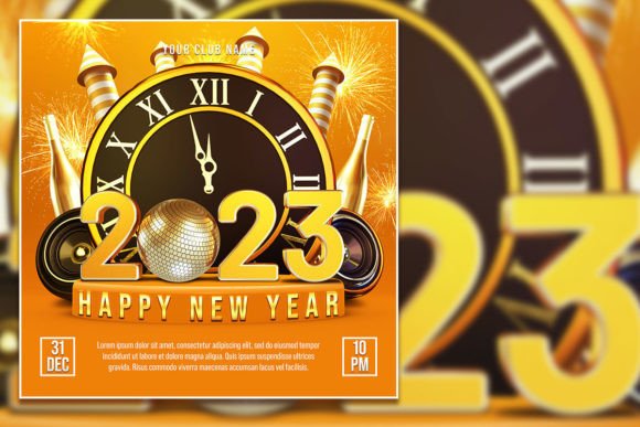 Happy New Year 2023 Social Media Post & Flyer Design