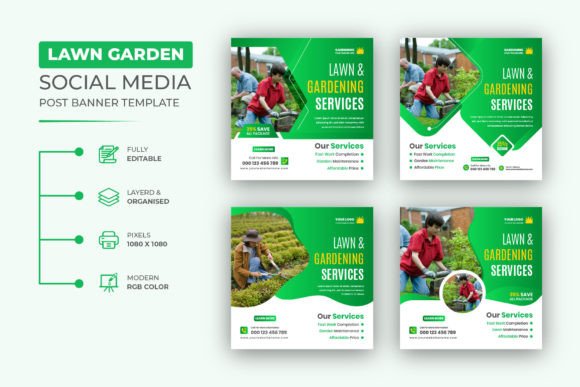 Lawn Garden Services & Garden Care Socia: Design Assets