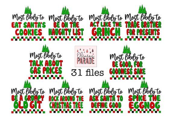 Most Likely to Christmas Png Bundle for Holiday Fun