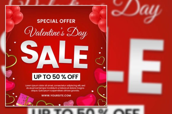 Valentine's Day Sale Square Flyer Template