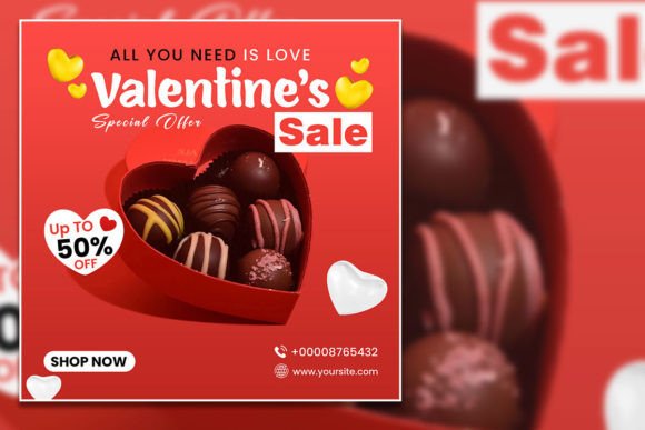 Valentine's Special Offer Square Flyer Template