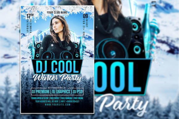 Winter Party Flyer & Christmas Celebration Template